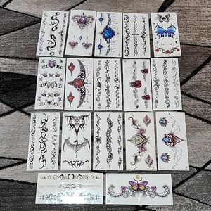 18 SHEETS OF VARIOUS DESIGNS 3-D TEMPORARY TATTOOS BODY ART UNISEX